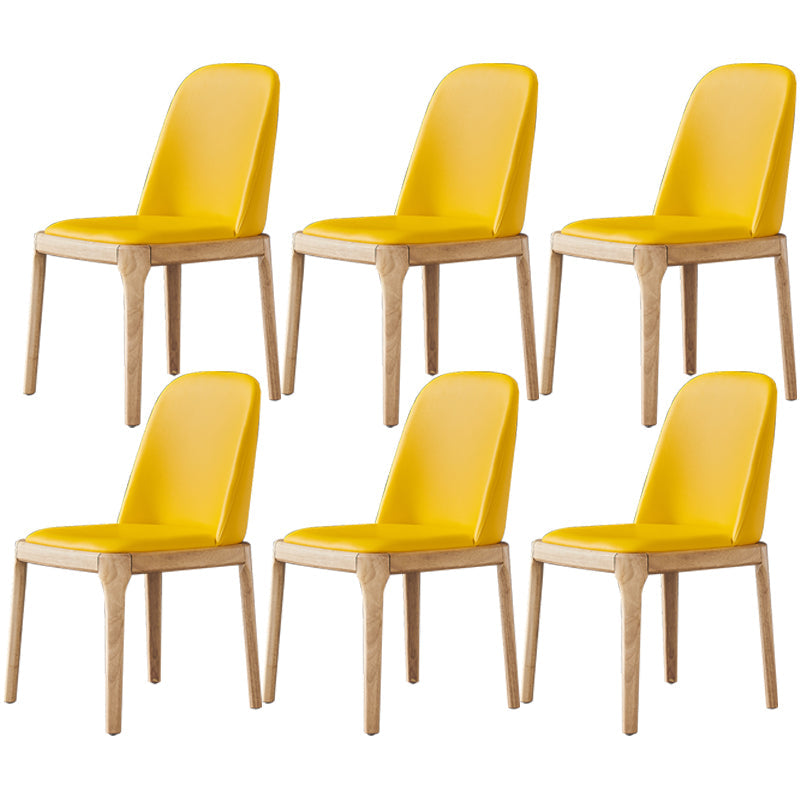 Industrial Dining Chair Solid Back Chair with 4 Wood Legs for Home Use Yellow 6 Piece Set Clearhalo ' kitchen&dining_furn' 'Dining Chairs' 'Dining Tables & Seating' 'dining_chair' 'furn' 'furn_dining_chair' 'Furniture' 'furniture_dining_chair' 'Kitchen & Dining Furniture' 'kitchen' 3576409