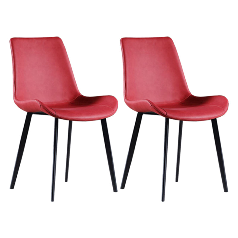Scandinavian Metal Dining Chairs Dining Room Solid Back Armless Chairs Red 2 Piece Set Clearhalo ' kitchen&dining_furn' 'Dining Chairs' 'Dining Tables & Seating' 'dining_chair' 'furn' 'furn_dining_chair' 'Furniture' 'furniture_dining_chair' 'Kitchen & Dining Furniture' 'kitchen' 3577236