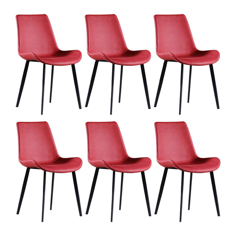 Scandinavian Metal Dining Chairs Dining Room Solid Back Armless Chairs Red 6 Piece Set Clearhalo ' kitchen&dining_furn' 'Dining Chairs' 'Dining Tables & Seating' 'dining_chair' 'furn' 'furn_dining_chair' 'Furniture' 'furniture_dining_chair' 'Kitchen & Dining Furniture' 'kitchen' 3577239