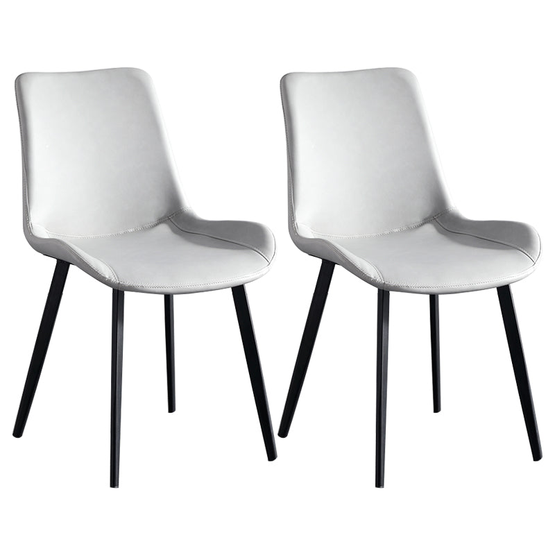 Scandinavian Metal Dining Chairs Dining Room Solid Back Armless Chairs Light Gray 2 Piece Set Clearhalo ' kitchen&dining_furn' 'Dining Chairs' 'Dining Tables & Seating' 'dining_chair' 'furn' 'furn_dining_chair' 'Furniture' 'furniture_dining_chair' 'Kitchen & Dining Furniture' 'kitchen' 3577248
