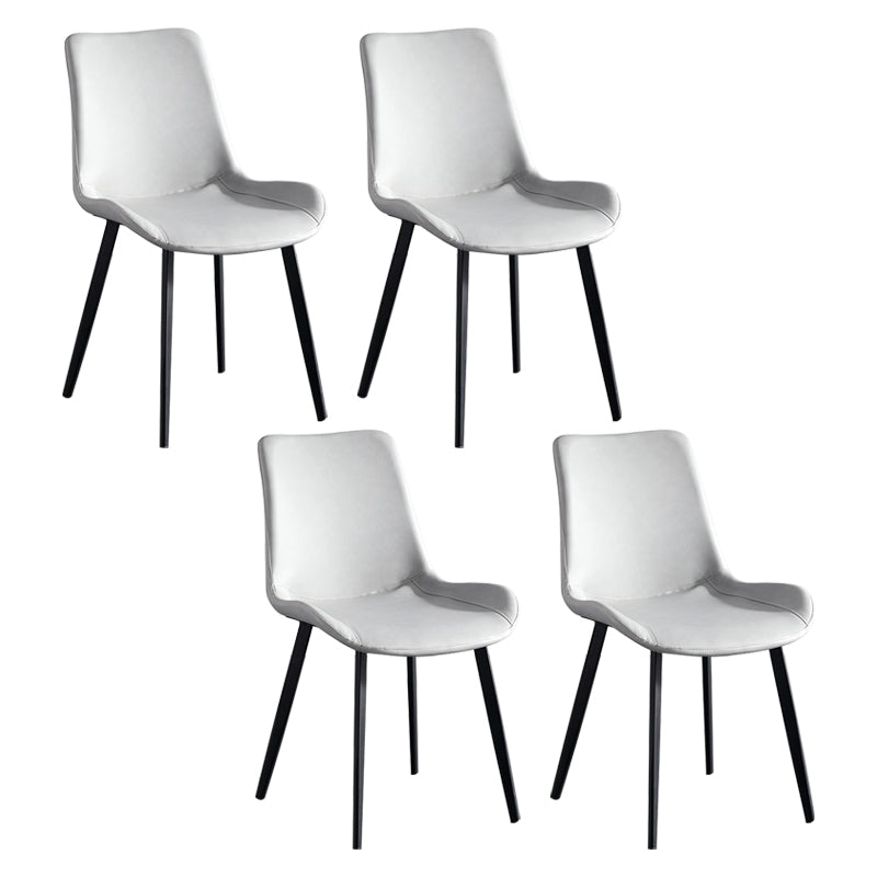 Scandinavian Metal Dining Chairs Dining Room Solid Back Armless Chairs Light Gray 4 Piece Set Clearhalo ' kitchen&dining_furn' 'Dining Chairs' 'Dining Tables & Seating' 'dining_chair' 'furn' 'furn_dining_chair' 'Furniture' 'furniture_dining_chair' 'Kitchen & Dining Furniture' 'kitchen' 3577249