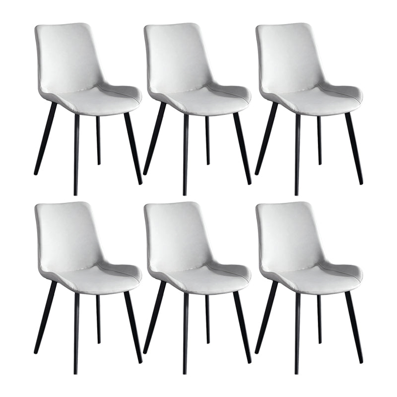 Scandinavian Metal Dining Chairs Dining Room Solid Back Armless Chairs Light Gray 6 Piece Set Clearhalo ' kitchen&dining_furn' 'Dining Chairs' 'Dining Tables & Seating' 'dining_chair' 'furn' 'furn_dining_chair' 'Furniture' 'furniture_dining_chair' 'Kitchen & Dining Furniture' 'kitchen' 3577250