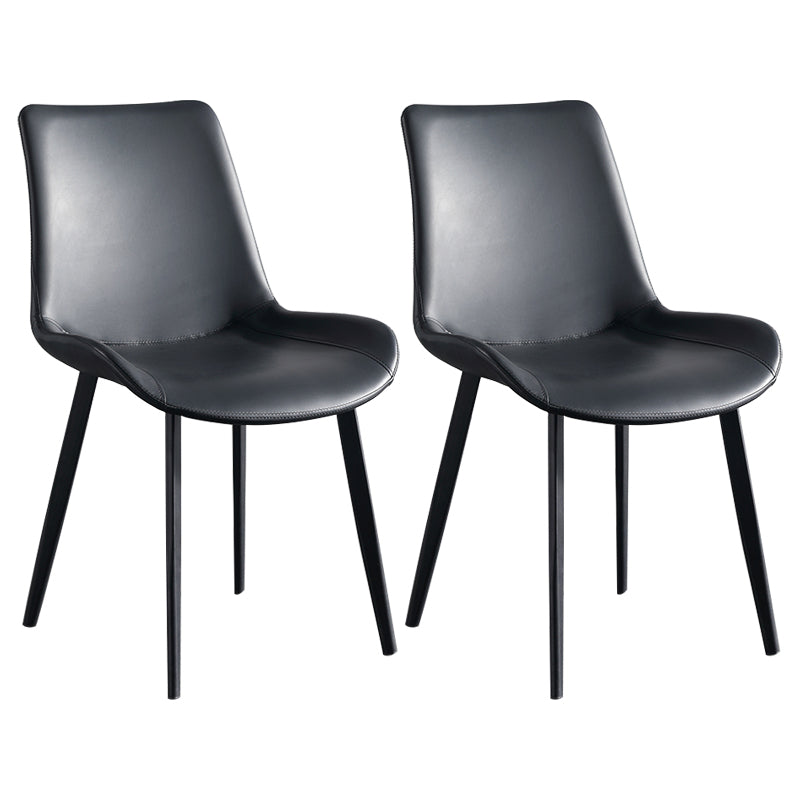 Scandinavian Metal Dining Chairs Dining Room Solid Back Armless Chairs Black 2 Piece Set Clearhalo ' kitchen&dining_furn' 'Dining Chairs' 'Dining Tables & Seating' 'dining_chair' 'furn' 'furn_dining_chair' 'Furniture' 'furniture_dining_chair' 'Kitchen & Dining Furniture' 'kitchen' 3577251