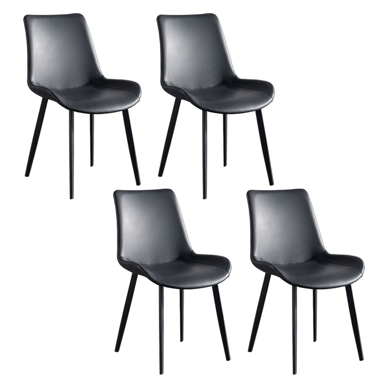 Scandinavian Metal Dining Chairs Dining Room Solid Back Armless Chairs Black 4 Piece Set Clearhalo ' kitchen&dining_furn' 'Dining Chairs' 'Dining Tables & Seating' 'dining_chair' 'furn' 'furn_dining_chair' 'Furniture' 'furniture_dining_chair' 'Kitchen & Dining Furniture' 'kitchen' 3577252