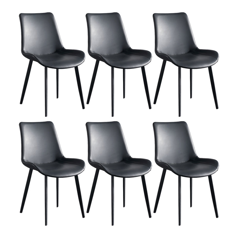 Scandinavian Metal Dining Chairs Dining Room Solid Back Armless Chairs Black 6 Piece Set Clearhalo ' kitchen&dining_furn' 'Dining Chairs' 'Dining Tables & Seating' 'dining_chair' 'furn' 'furn_dining_chair' 'Furniture' 'furniture_dining_chair' 'Kitchen & Dining Furniture' 'kitchen' 3577253