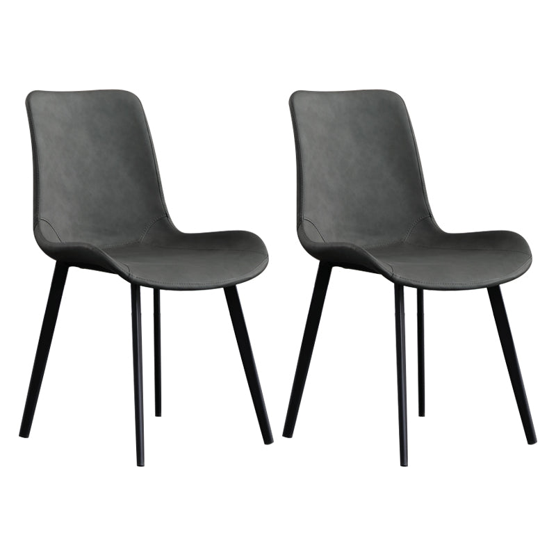 Scandinavian Metal Dining Chairs Dining Room Solid Back Armless Chairs Grey 2 Piece Set Clearhalo ' kitchen&dining_furn' 'Dining Chairs' 'Dining Tables & Seating' 'dining_chair' 'furn' 'furn_dining_chair' 'Furniture' 'furniture_dining_chair' 'Kitchen & Dining Furniture' 'kitchen' 3577257