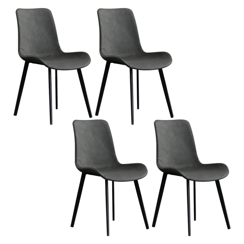 Scandinavian Metal Dining Chairs Dining Room Solid Back Armless Chairs Grey 4 Piece Set Clearhalo ' kitchen&dining_furn' 'Dining Chairs' 'Dining Tables & Seating' 'dining_chair' 'furn' 'furn_dining_chair' 'Furniture' 'furniture_dining_chair' 'Kitchen & Dining Furniture' 'kitchen' 3577258