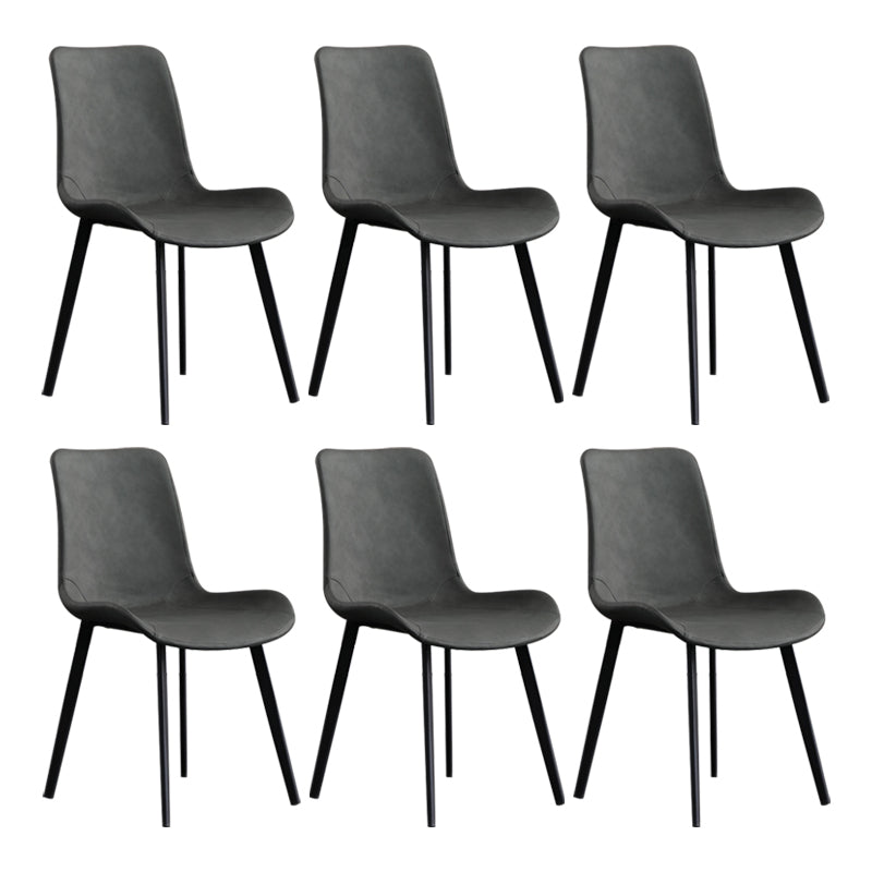 Scandinavian Metal Dining Chairs Dining Room Solid Back Armless Chairs Grey 6 Piece Set Clearhalo ' kitchen&dining_furn' 'Dining Chairs' 'Dining Tables & Seating' 'dining_chair' 'furn' 'furn_dining_chair' 'Furniture' 'furniture_dining_chair' 'Kitchen & Dining Furniture' 'kitchen' 3577259