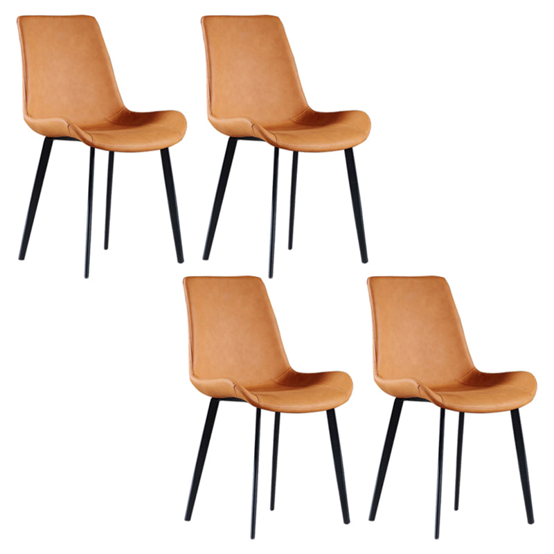 Scandinavian Metal Dining Chairs Dining Room Solid Back Armless Chairs Orange 4 Piece Set Clearhalo ' kitchen&dining_furn' 'Dining Chairs' 'Dining Tables & Seating' 'dining_chair' 'furn' 'furn_dining_chair' 'Furniture' 'furniture_dining_chair' 'Kitchen & Dining Furniture' 'kitchen' 3577261