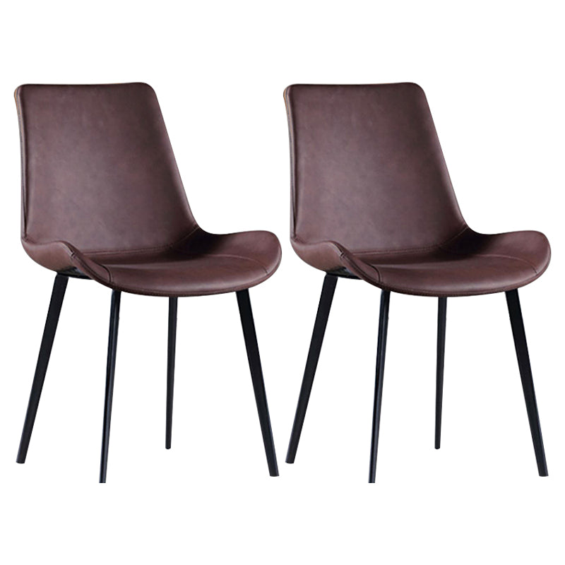 Scandinavian Metal Dining Chairs Dining Room Solid Back Armless Chairs Coffee 2 Piece Set Clearhalo ' kitchen&dining_furn' 'Dining Chairs' 'Dining Tables & Seating' 'dining_chair' 'furn' 'furn_dining_chair' 'Furniture' 'furniture_dining_chair' 'Kitchen & Dining Furniture' 'kitchen' 3577263