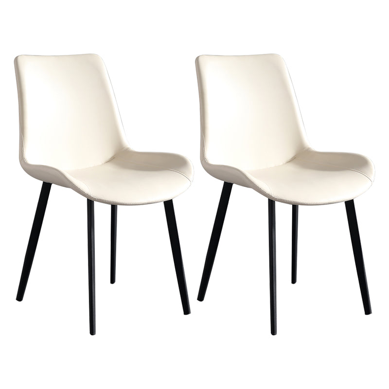 Scandinavian Metal Dining Chairs Dining Room Solid Back Armless Chairs White 2 Piece Set Clearhalo ' kitchen&dining_furn' 'Dining Chairs' 'Dining Tables & Seating' 'dining_chair' 'furn' 'furn_dining_chair' 'Furniture' 'furniture_dining_chair' 'Kitchen & Dining Furniture' 'kitchen' 3577266