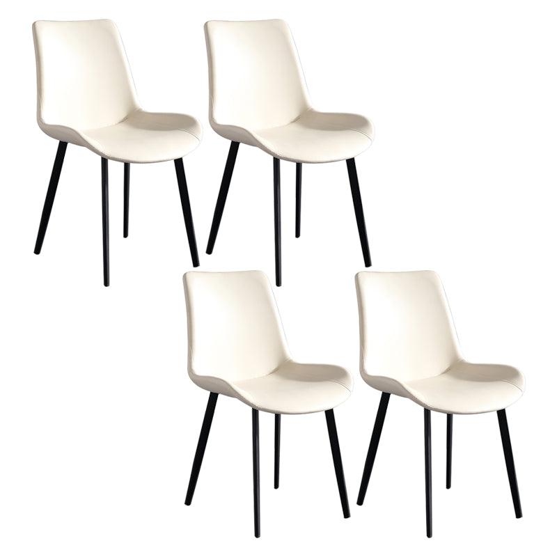 Scandinavian Metal Dining Chairs Dining Room Solid Back Armless Chairs White 4 Piece Set Clearhalo ' kitchen&dining_furn' 'Dining Chairs' 'Dining Tables & Seating' 'dining_chair' 'furn' 'furn_dining_chair' 'Furniture' 'furniture_dining_chair' 'Kitchen & Dining Furniture' 'kitchen' 3577267