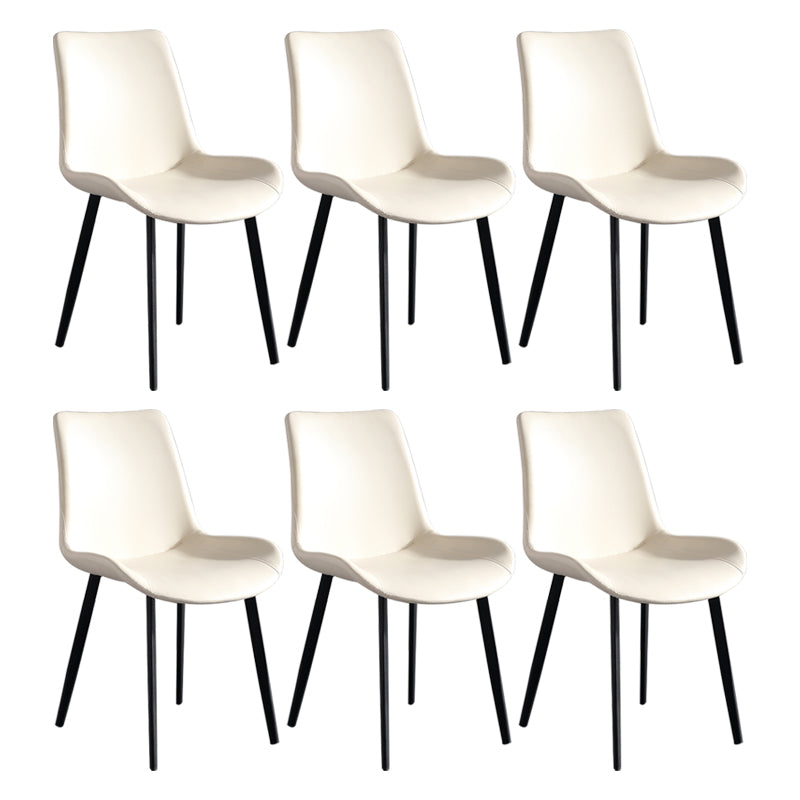 Scandinavian Metal Dining Chairs Dining Room Solid Back Armless Chairs White 6 Piece Set Clearhalo ' kitchen&dining_furn' 'Dining Chairs' 'Dining Tables & Seating' 'dining_chair' 'furn' 'furn_dining_chair' 'Furniture' 'furniture_dining_chair' 'Kitchen & Dining Furniture' 'kitchen' 3577268