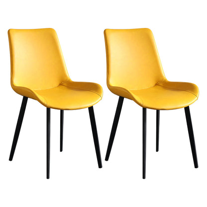 Scandinavian Metal Dining Chairs Dining Room Solid Back Armless Chairs Yellow 2 Piece Set Clearhalo ' kitchen&dining_furn' 'Dining Chairs' 'Dining Tables & Seating' 'dining_chair' 'furn' 'furn_dining_chair' 'Furniture' 'furniture_dining_chair' 'Kitchen & Dining Furniture' 'kitchen' 3577269