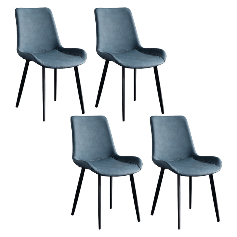 Scandinavian Metal Dining Chairs Dining Room Solid Back Armless Chairs Navy Blue 4 Piece Set Clearhalo ' kitchen&dining_furn' 'Dining Chairs' 'Dining Tables & Seating' 'dining_chair' 'furn' 'furn_dining_chair' 'Furniture' 'furniture_dining_chair' 'Kitchen & Dining Furniture' 'kitchen' 3577273