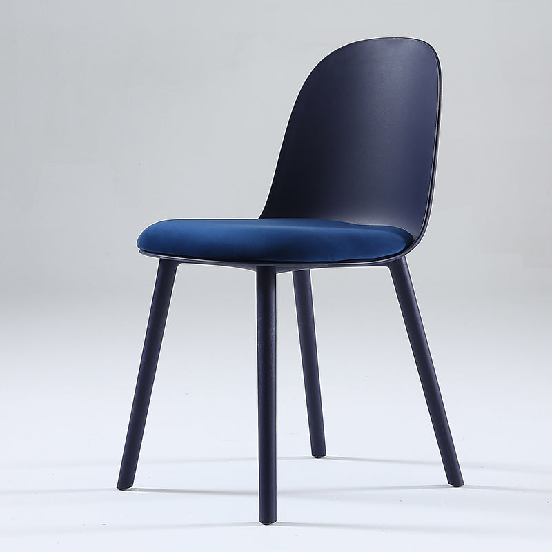 Nordic Dining Room Armless Chair Plastic Side Fabric Chair for Kitchen Dark Blue 1 Piece Clearhalo ' kitchen&dining_furn' 'Dining Chairs' 'Dining Tables & Seating' 'dining_chair' 'furn' 'furn_dining_chair' 'Furniture' 'furniture_dining_chair' 'Kitchen & Dining Furniture' 'kitchen' 3577276
