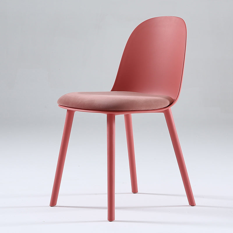 Nordic Dining Room Armless Chair Plastic Side Fabric Chair for Kitchen Rose Red 1 Piece Clearhalo ' kitchen&dining_furn' 'Dining Chairs' 'Dining Tables & Seating' 'dining_chair' 'furn' 'furn_dining_chair' 'Furniture' 'furniture_dining_chair' 'Kitchen & Dining Furniture' 'kitchen' 3577288
