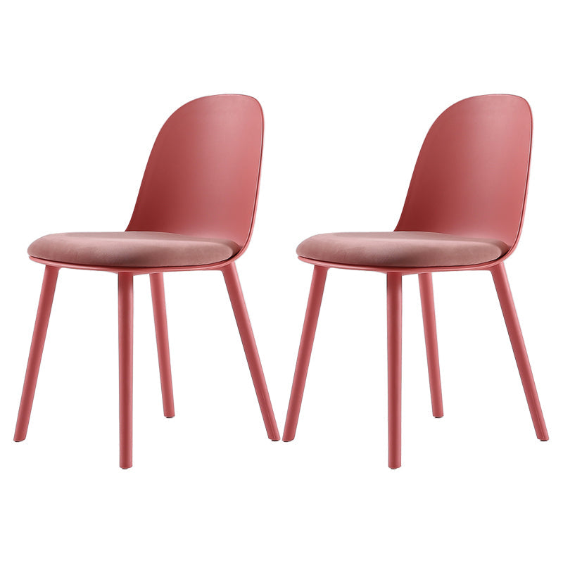 Nordic Dining Room Armless Chair Plastic Side Fabric Chair for Kitchen Rose Red 2 Piece Set Clearhalo ' kitchen&dining_furn' 'Dining Chairs' 'Dining Tables & Seating' 'dining_chair' 'furn' 'furn_dining_chair' 'Furniture' 'furniture_dining_chair' 'Kitchen & Dining Furniture' 'kitchen' 3577289