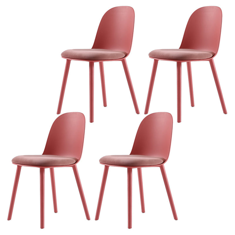 Nordic Dining Room Armless Chair Plastic Side Fabric Chair for Kitchen Rose Red 4 Piece Set Clearhalo ' kitchen&dining_furn' 'Dining Chairs' 'Dining Tables & Seating' 'dining_chair' 'furn' 'furn_dining_chair' 'Furniture' 'furniture_dining_chair' 'Kitchen & Dining Furniture' 'kitchen' 3577291