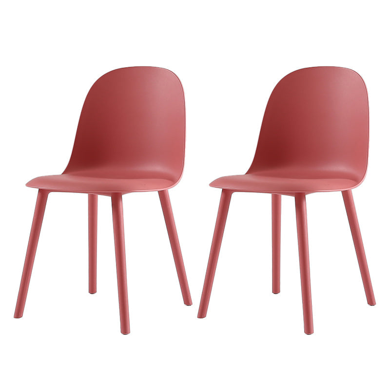 Nordic Dining Room Armless Chair Plastic Side Fabric Chair for Kitchen Red 2 Piece Set Clearhalo ' kitchen&dining_furn' 'Dining Chairs' 'Dining Tables & Seating' 'dining_chair' 'furn' 'furn_dining_chair' 'Furniture' 'furniture_dining_chair' 'Kitchen & Dining Furniture' 'kitchen' 3577295