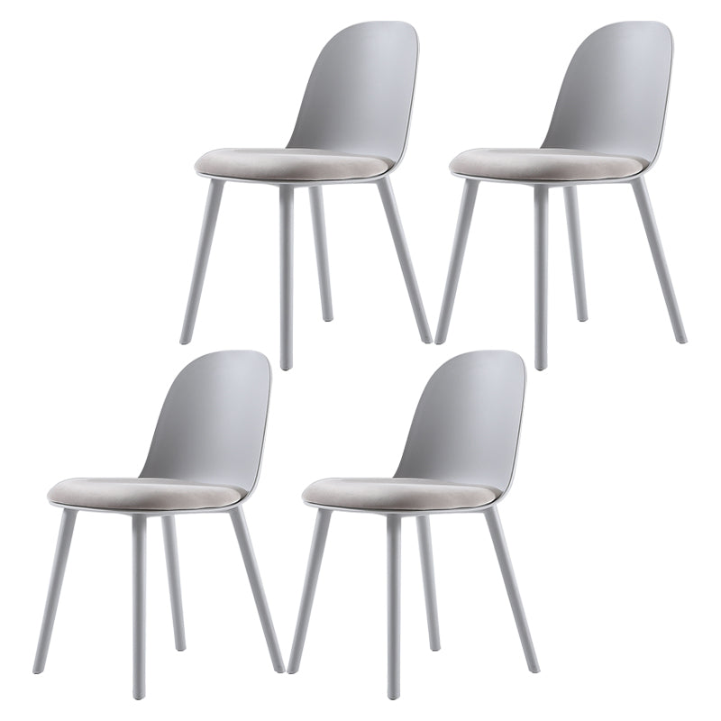 Nordic Dining Room Armless Chair Plastic Side Fabric Chair for Kitchen Light Gray 4 Piece Set Clearhalo ' kitchen&dining_furn' 'Dining Chairs' 'Dining Tables & Seating' 'dining_chair' 'furn' 'furn_dining_chair' 'Furniture' 'furniture_dining_chair' 'Kitchen & Dining Furniture' 'kitchen' 3577304