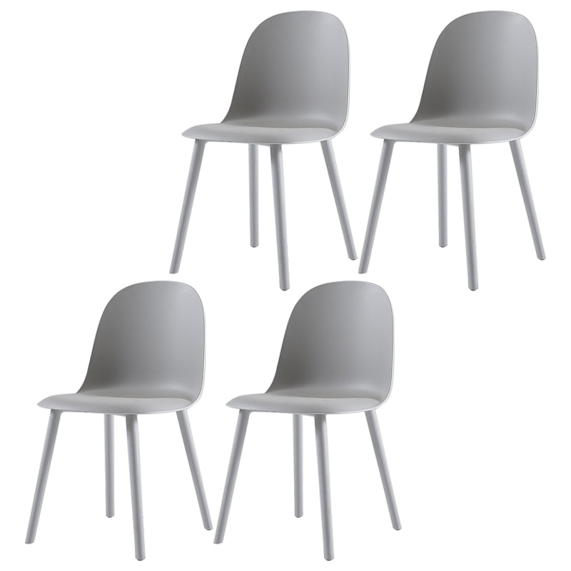 Nordic Dining Room Armless Chair Plastic Side Fabric Chair for Kitchen Silver Gray 4 Piece Set Clearhalo ' kitchen&dining_furn' 'Dining Chairs' 'Dining Tables & Seating' 'dining_chair' 'furn' 'furn_dining_chair' 'Furniture' 'furniture_dining_chair' 'Kitchen & Dining Furniture' 'kitchen' 3577307