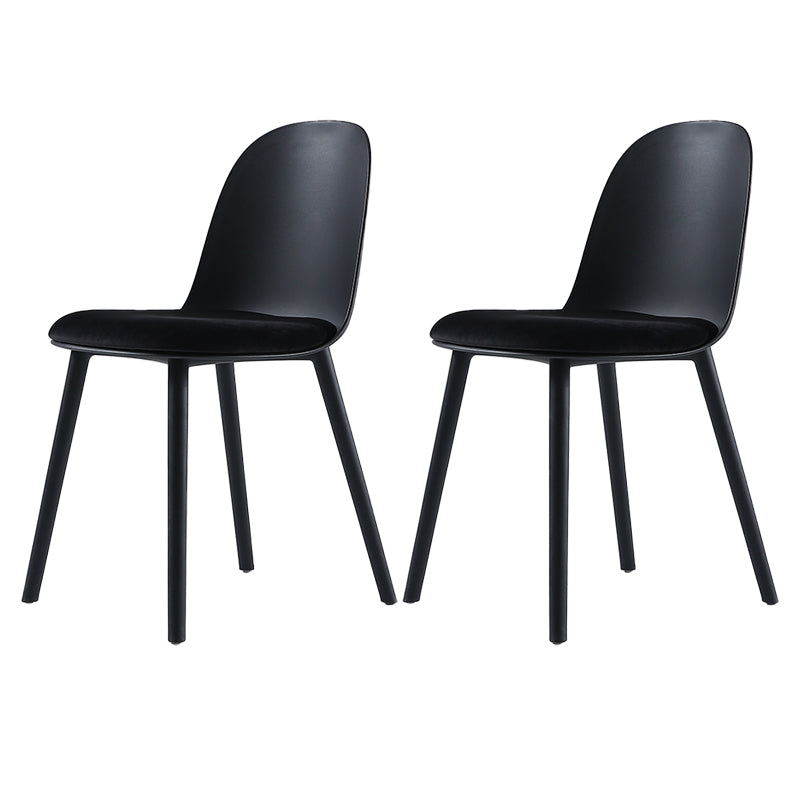 Nordic Dining Room Armless Chair Plastic Side Fabric Chair for Kitchen Matte Black 2 Piece Set Clearhalo ' kitchen&dining_furn' 'Dining Chairs' 'Dining Tables & Seating' 'dining_chair' 'furn' 'furn_dining_chair' 'Furniture' 'furniture_dining_chair' 'Kitchen & Dining Furniture' 'kitchen' 3577312