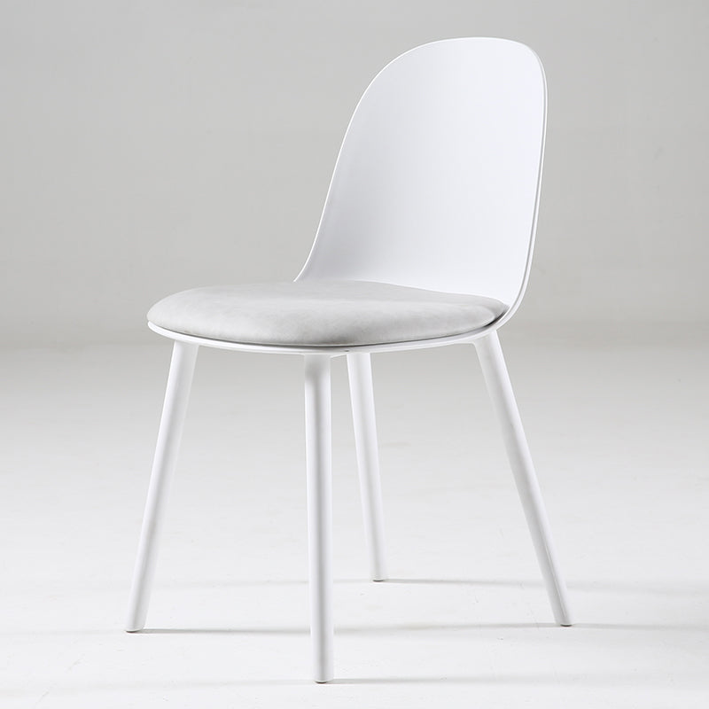Nordic Dining Room Armless Chair Plastic Side Fabric Chair for Kitchen Textured White 1 Piece Clearhalo ' kitchen&dining_furn' 'Dining Chairs' 'Dining Tables & Seating' 'dining_chair' 'furn' 'furn_dining_chair' 'Furniture' 'furniture_dining_chair' 'Kitchen & Dining Furniture' 'kitchen' 3577323
