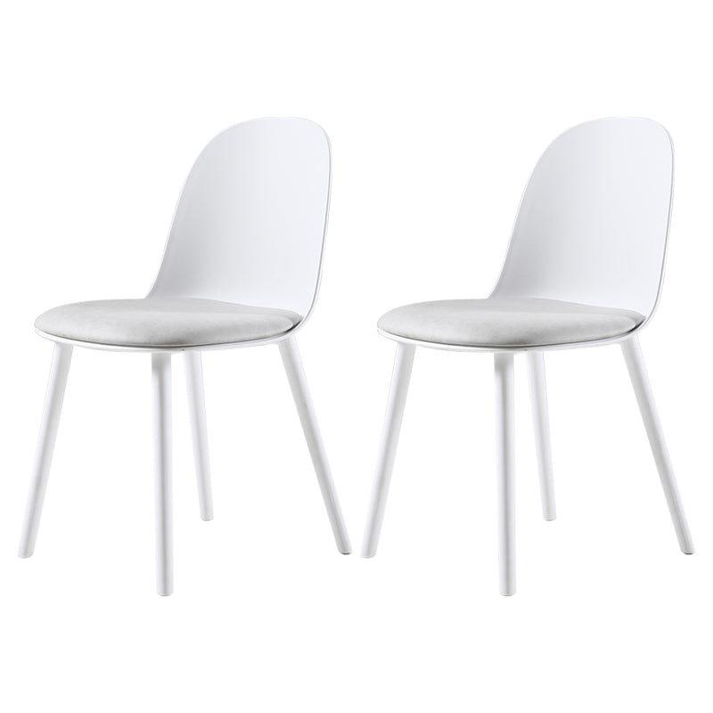 Nordic Dining Room Armless Chair Plastic Side Fabric Chair for Kitchen Textured White 2 Piece Set Clearhalo ' kitchen&dining_furn' 'Dining Chairs' 'Dining Tables & Seating' 'dining_chair' 'furn' 'furn_dining_chair' 'Furniture' 'furniture_dining_chair' 'Kitchen & Dining Furniture' 'kitchen' 3577324