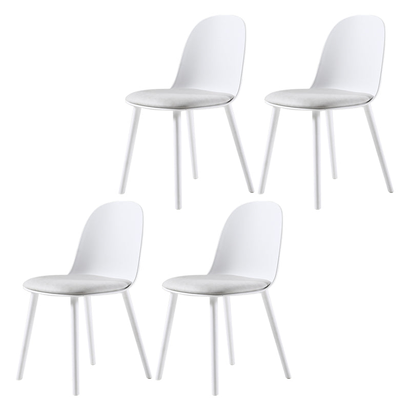 Nordic Dining Room Armless Chair Plastic Side Fabric Chair for Kitchen Textured White 4 Piece Set Clearhalo ' kitchen&dining_furn' 'Dining Chairs' 'Dining Tables & Seating' 'dining_chair' 'furn' 'furn_dining_chair' 'Furniture' 'furniture_dining_chair' 'Kitchen & Dining Furniture' 'kitchen' 3577325