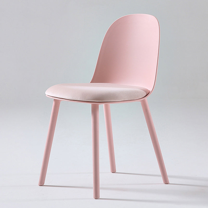 Nordic Dining Room Armless Chair Plastic Side Fabric Chair for Kitchen Light Pink 1 Piece Clearhalo ' kitchen&dining_furn' 'Dining Chairs' 'Dining Tables & Seating' 'dining_chair' 'furn' 'furn_dining_chair' 'Furniture' 'furniture_dining_chair' 'Kitchen & Dining Furniture' 'kitchen' 3577335
