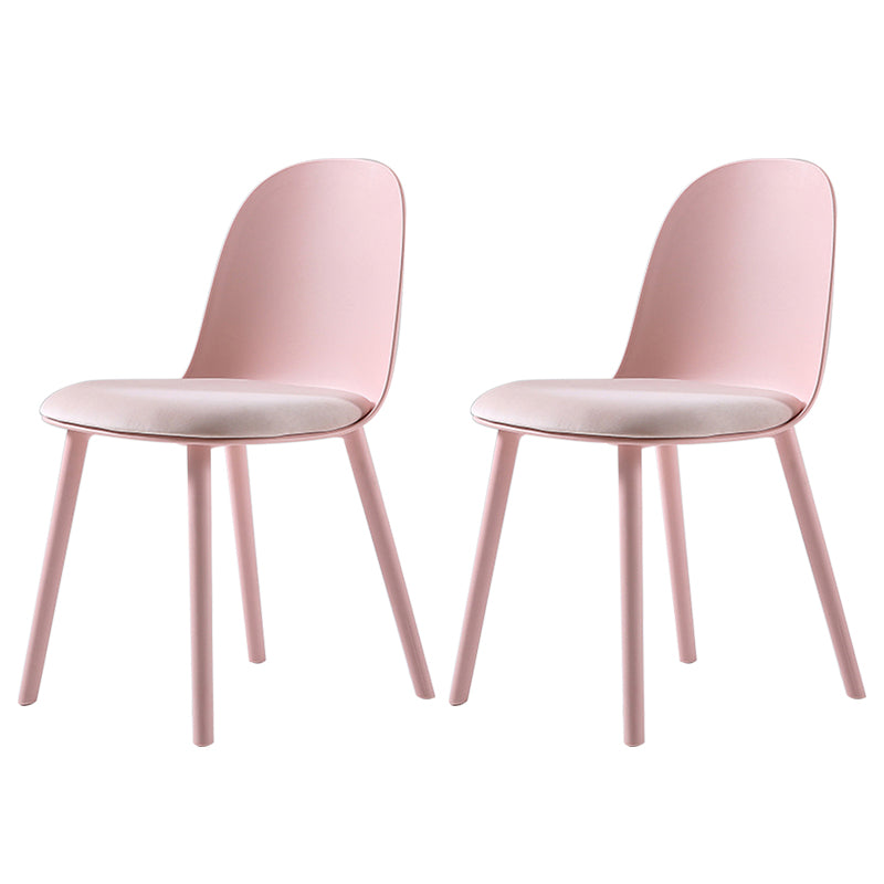 Nordic Dining Room Armless Chair Plastic Side Fabric Chair for Kitchen Light Pink 2 Piece Set Clearhalo ' kitchen&dining_furn' 'Dining Chairs' 'Dining Tables & Seating' 'dining_chair' 'furn' 'furn_dining_chair' 'Furniture' 'furniture_dining_chair' 'Kitchen & Dining Furniture' 'kitchen' 3577336