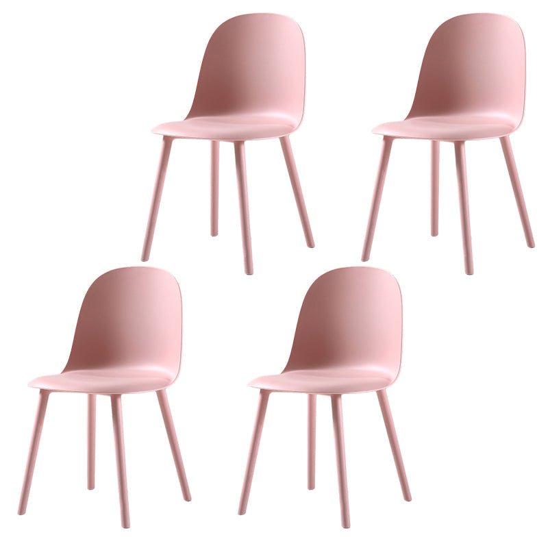 Nordic Dining Room Armless Chair Plastic Side Fabric Chair for Kitchen Pink 4 Piece Set Clearhalo ' kitchen&dining_furn' 'Dining Chairs' 'Dining Tables & Seating' 'dining_chair' 'furn' 'furn_dining_chair' 'Furniture' 'furniture_dining_chair' 'Kitchen & Dining Furniture' 'kitchen' 3577340