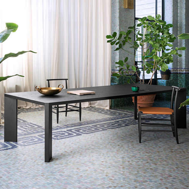Contemporary Dining Table Solid Wood Table with 4 Legs for Dining Room Black Clearhalo ' dining_table' 'Dining Tables & Seating' 'Dining Tables' 'Furniture' 'furniture_dining_table' 'Kitchen & Dining Furniture' 'kitchen&dining_furn' 'kitchen' 'kitchen_dining_table' 3577345