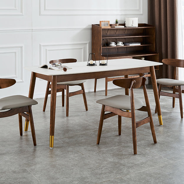 Modern Rectangle Sintered Stone Dining Table with Wooden Base White Dining Table for Restaurant Clearhalo ' dining_table' 'Dining Tables & Seating' 'Dining Tables' 'Furniture' 'furniture_dining_table' 'Kitchen & Dining Furniture' 'kitchen&dining_furn' 'kitchen' 'kitchen_dining_table' 3577358