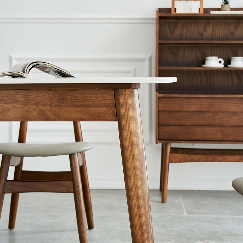 Modern Rectangle Sintered Stone Dining Table with Wooden Base White Dining Table for Restaurant Clearhalo ' dining_table' 'Dining Tables & Seating' 'Dining Tables' 'Furniture' 'furniture_dining_table' 'Kitchen & Dining Furniture' 'kitchen&dining_furn' 'kitchen' 'kitchen_dining_table' 3577360