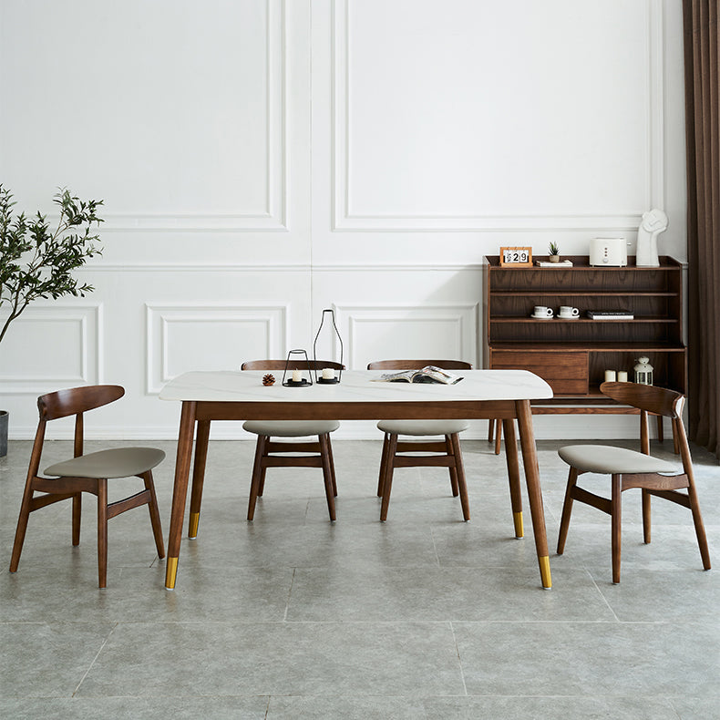 Modern Rectangle Sintered Stone Dining Table with Wooden Base White Dining Table for Restaurant Clearhalo ' dining_table' 'Dining Tables & Seating' 'Dining Tables' 'Furniture' 'furniture_dining_table' 'Kitchen & Dining Furniture' 'kitchen&dining_furn' 'kitchen' 'kitchen_dining_table' 3577367
