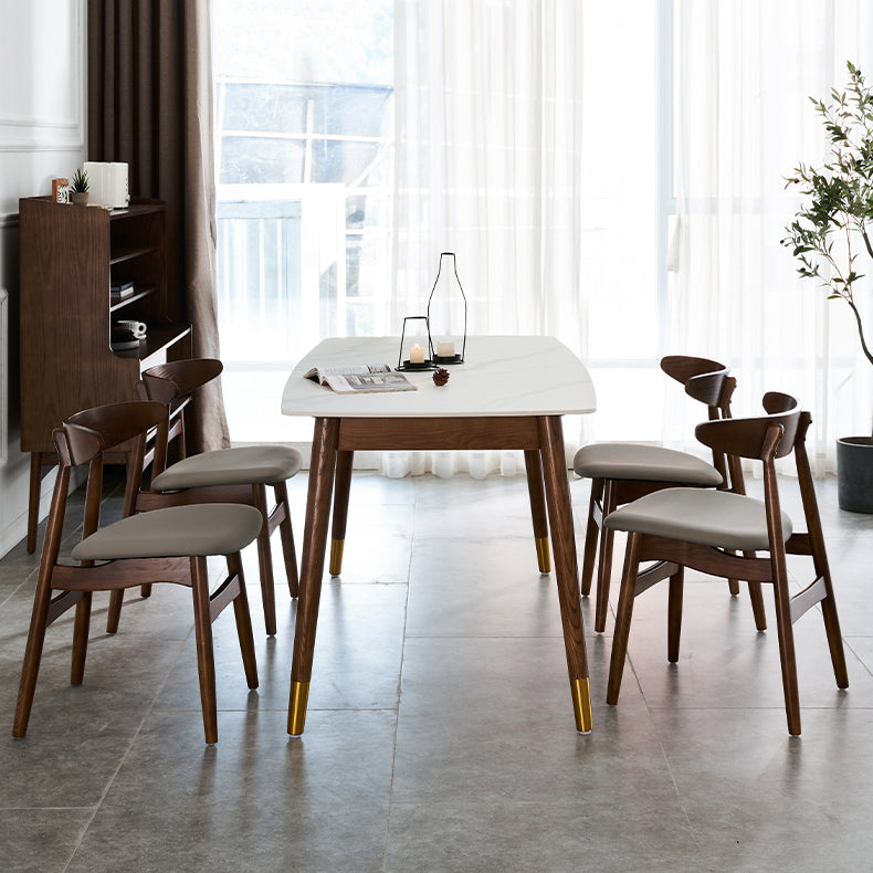Modern Rectangle Sintered Stone Dining Table with Wooden Base White Dining Table for Restaurant Clearhalo ' dining_table' 'Dining Tables & Seating' 'Dining Tables' 'Furniture' 'furniture_dining_table' 'Kitchen & Dining Furniture' 'kitchen&dining_furn' 'kitchen' 'kitchen_dining_table' 3577368