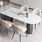 Free Form White Dining Table Sintered Stone Table Contemporary with 3 Legs Clearhalo ' dining_table' 'Dining Tables & Seating' 'Dining Tables' 'Furniture' 'furniture_dining_table' 'Kitchen & Dining Furniture' 'kitchen&dining_furn' 'kitchen' 'kitchen_dining_table' 3577377