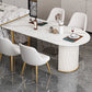 Free Form Sintered Stone White Dining Table Simplicity Double Pedestal Table for Dining Room Clearhalo ' dining_table' 'Dining Tables & Seating' 'Dining Tables' 'furn' 'furn_dining_table' 'Furniture' 'furniture_dining_table' 'Kitchen & Dining Furniture' 'kitchen&dining_furn' 'kitchen' 'kitchen_dining_table' 3577386