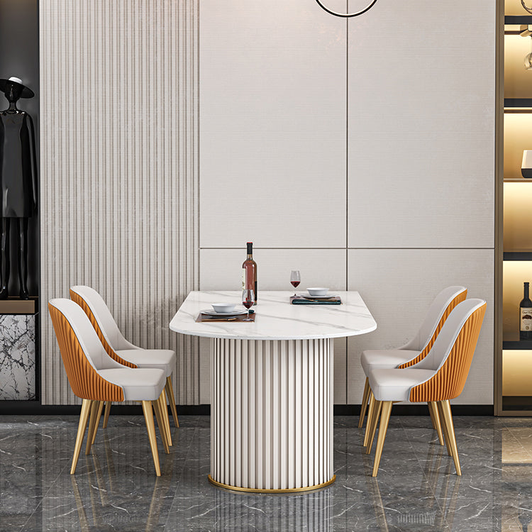 Free Form Sintered Stone White Dining Table Simplicity Double Pedestal Table for Dining Room Clearhalo ' dining_table' 'Dining Tables & Seating' 'Dining Tables' 'furn' 'furn_dining_table' 'Furniture' 'furniture_dining_table' 'Kitchen & Dining Furniture' 'kitchen&dining_furn' 'kitchen' 'kitchen_dining_table' 3577394