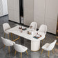 Free Form Sintered Stone White Dining Table Simplicity Double Pedestal Table for Dining Room Clearhalo ' dining_table' 'Dining Tables & Seating' 'Dining Tables' 'furn' 'furn_dining_table' 'Furniture' 'furniture_dining_table' 'Kitchen & Dining Furniture' 'kitchen&dining_furn' 'kitchen' 'kitchen_dining_table' 3577399