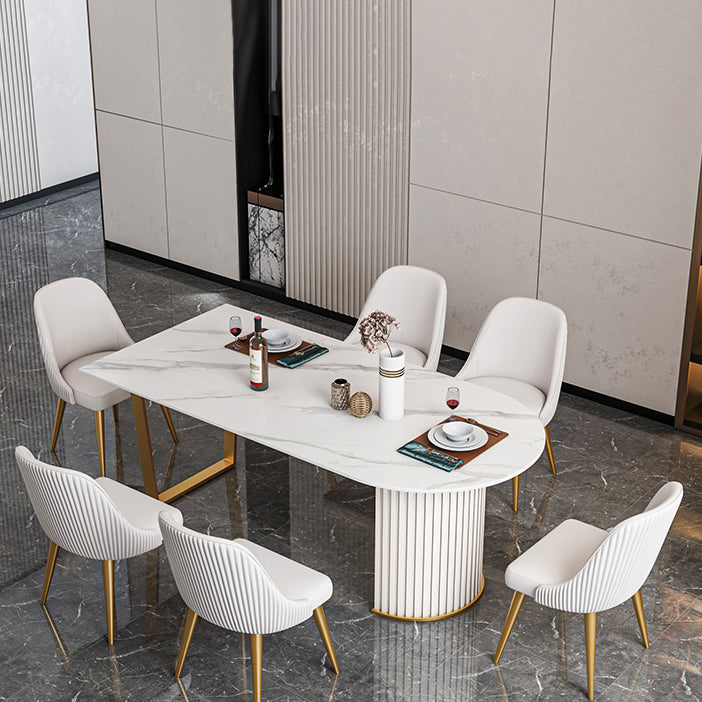 Free Form Sintered Stone White Dining Table Simplicity Double Pedestal Table for Dining Room Clearhalo ' dining_table' 'Dining Tables & Seating' 'Dining Tables' 'furn' 'furn_dining_table' 'Furniture' 'furniture_dining_table' 'Kitchen & Dining Furniture' 'kitchen&dining_furn' 'kitchen' 'kitchen_dining_table' 3577399