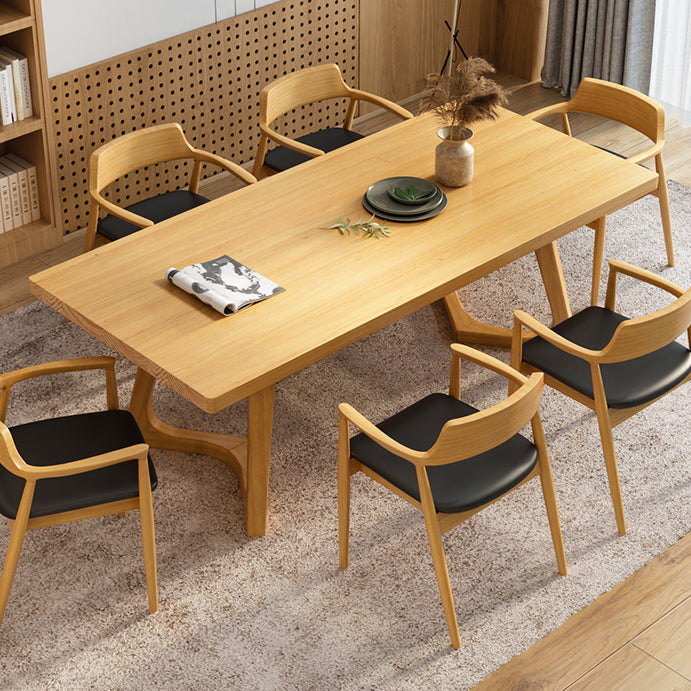 Rectangle Wood Color Dining Table Pine Solid Wood Table Modern with Double Pedestal Clearhalo ' dining_table' 'Dining Tables & Seating' 'Dining Tables' 'Furniture' 'furniture_dining_table' 'Kitchen & Dining Furniture' 'kitchen&dining_furn' 'kitchen' 'kitchen_dining_table' 3577400