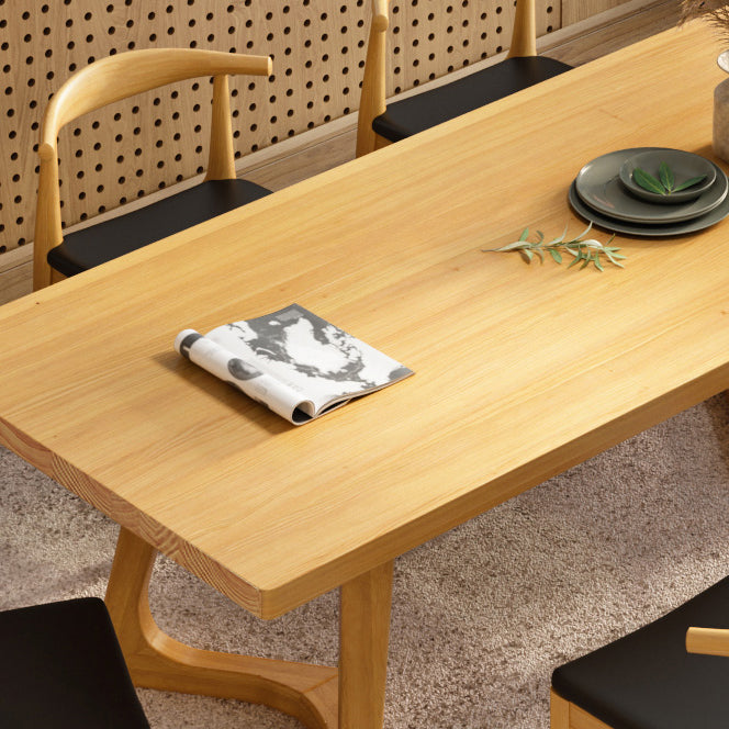Rectangle Wood Color Dining Table Pine Solid Wood Table Modern with Double Pedestal Clearhalo ' dining_table' 'Dining Tables & Seating' 'Dining Tables' 'Furniture' 'furniture_dining_table' 'Kitchen & Dining Furniture' 'kitchen&dining_furn' 'kitchen' 'kitchen_dining_table' 3577406