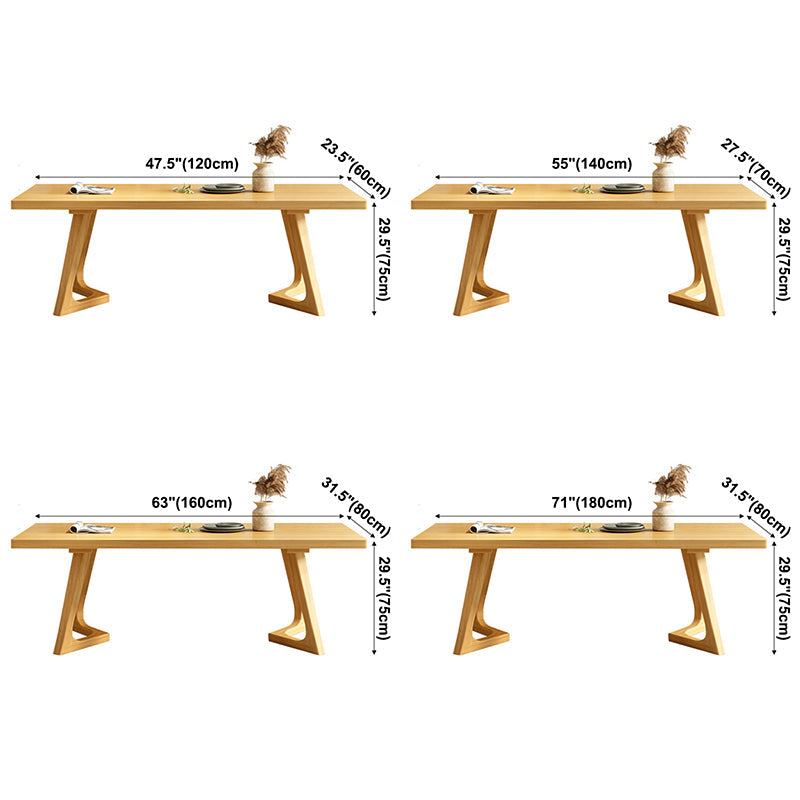 Rectangle Wood Color Dining Table Pine Solid Wood Table Modern with Double Pedestal Clearhalo ' dining_table' 'Dining Tables & Seating' 'Dining Tables' 'Furniture' 'furniture_dining_table' 'Kitchen & Dining Furniture' 'kitchen&dining_furn' 'kitchen' 'kitchen_dining_table' 3577409