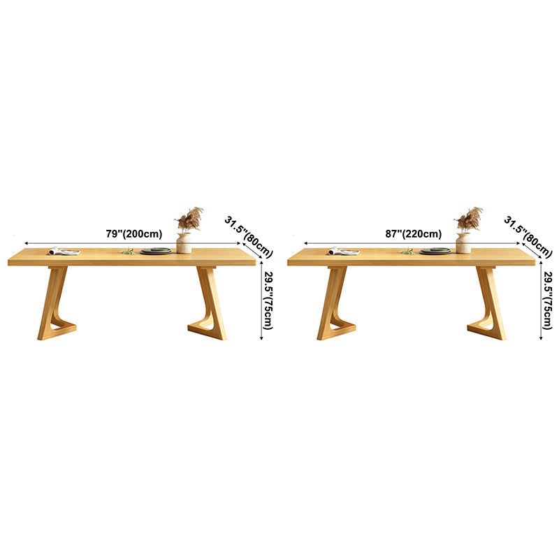 Rectangle Wood Color Dining Table Pine Solid Wood Table Modern with Double Pedestal Clearhalo ' dining_table' 'Dining Tables & Seating' 'Dining Tables' 'Furniture' 'furniture_dining_table' 'Kitchen & Dining Furniture' 'kitchen&dining_furn' 'kitchen' 'kitchen_dining_table' 3577410