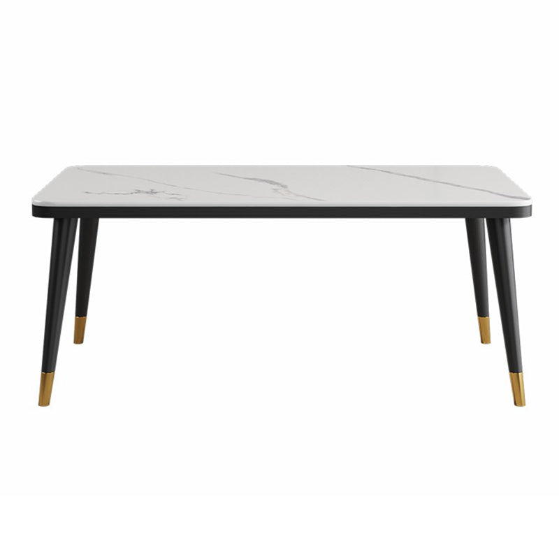 Minimalist Sintered Stone Top Kitchen Dining Table Rectangle Shape Dining Table with 4 Legs Base White Clearhalo ' dining_table' 'Dining Tables & Seating' 'Dining Tables' 'Furniture' 'furniture_dining_table' 'Kitchen & Dining Furniture' 'kitchen&dining_furn' 'kitchen' 'kitchen_dining_table' 3577415