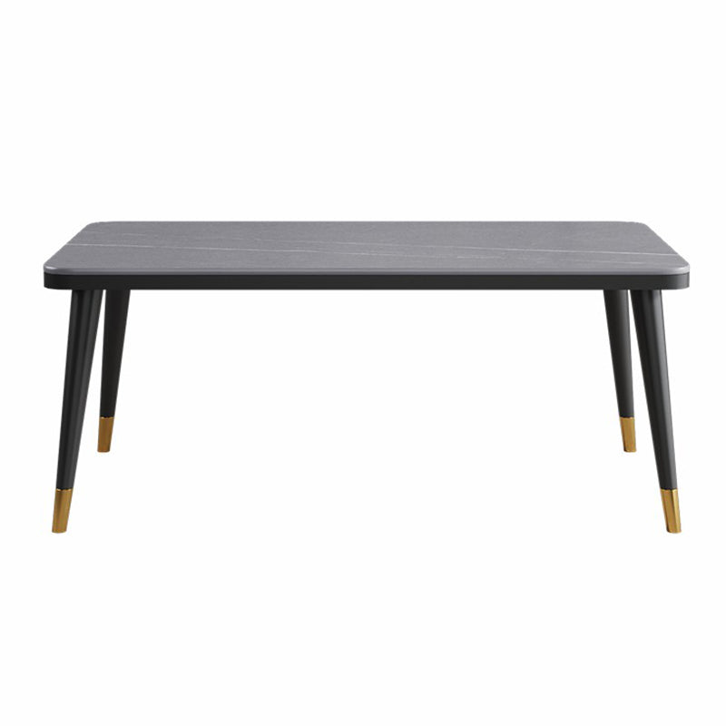 Minimalist Sintered Stone Top Kitchen Dining Table Rectangle Shape Dining Table with 4 Legs Base Gray Clearhalo ' dining_table' 'Dining Tables & Seating' 'Dining Tables' 'Furniture' 'furniture_dining_table' 'Kitchen & Dining Furniture' 'kitchen&dining_furn' 'kitchen' 'kitchen_dining_table' 3577416