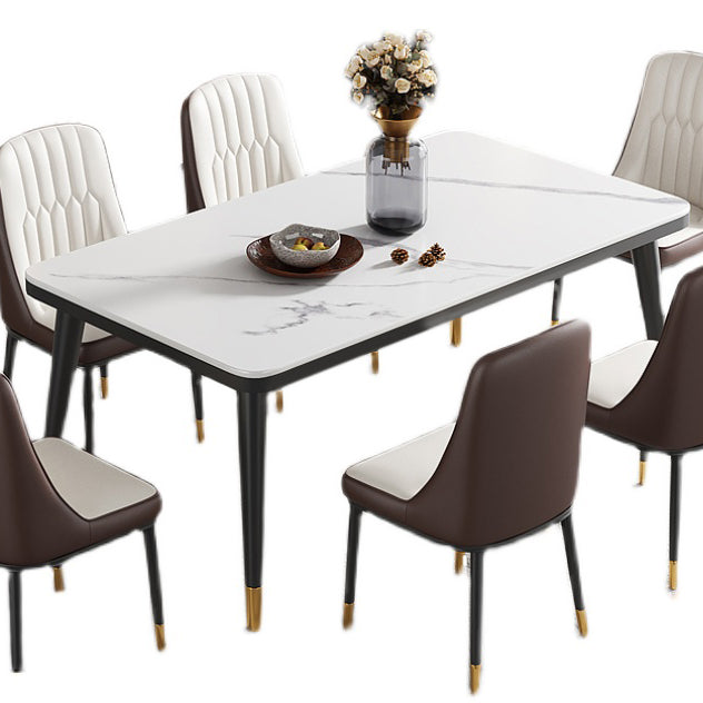 Minimalist Sintered Stone Top Kitchen Dining Table Rectangle Shape Dining Table with 4 Legs Base Clearhalo ' dining_table' 'Dining Tables & Seating' 'Dining Tables' 'Furniture' 'furniture_dining_table' 'Kitchen & Dining Furniture' 'kitchen&dining_furn' 'kitchen' 'kitchen_dining_table' 3577420